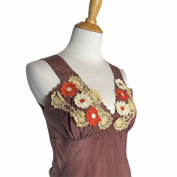 Free People 100%Silk Crochet Tank Blouse app s - Picture 3 of 14